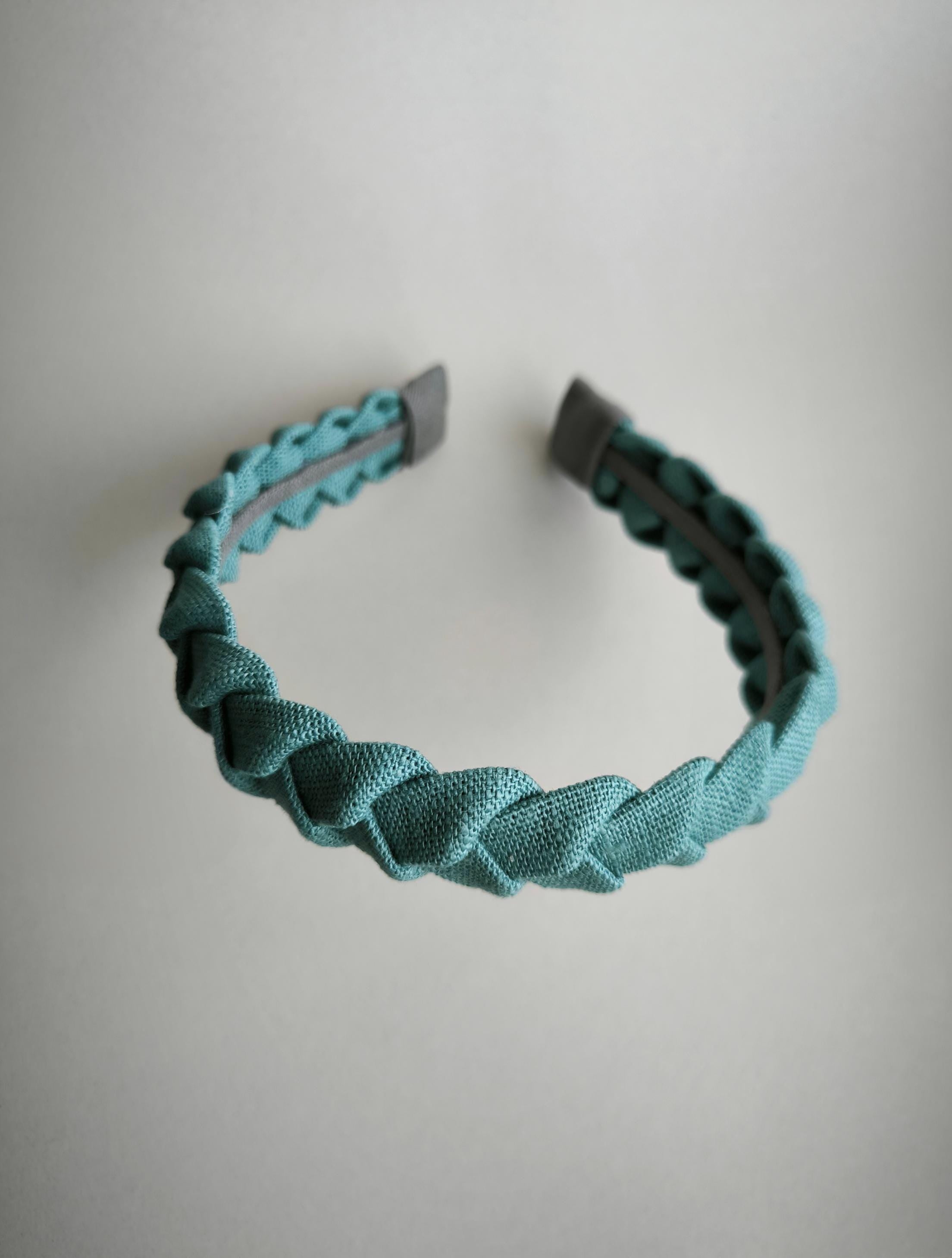 Aqua Green Linen Hairband: Soft, Breathable Hair Accessory