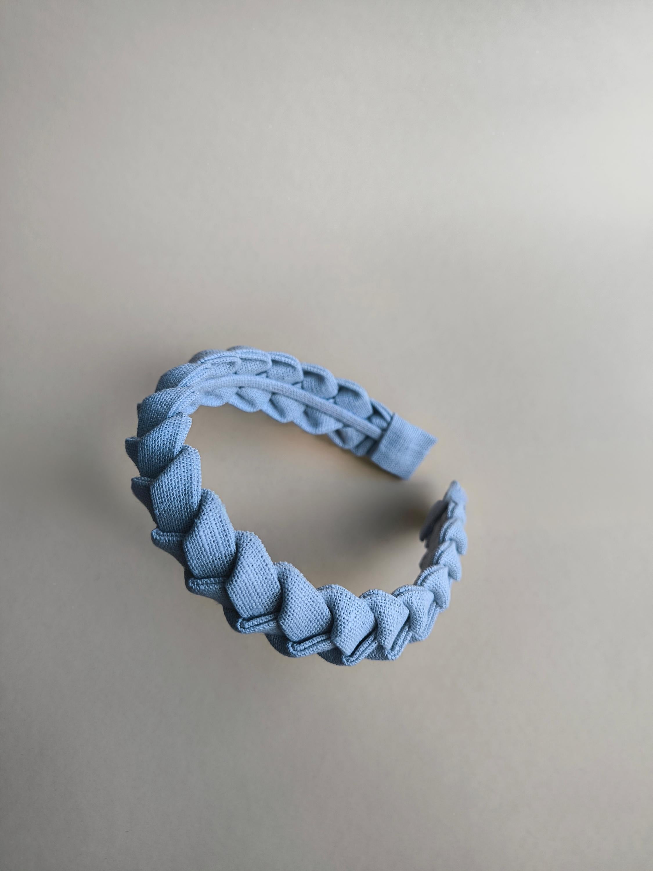 Braided Linen Hairband: Light Grey Boho Hair Wrap