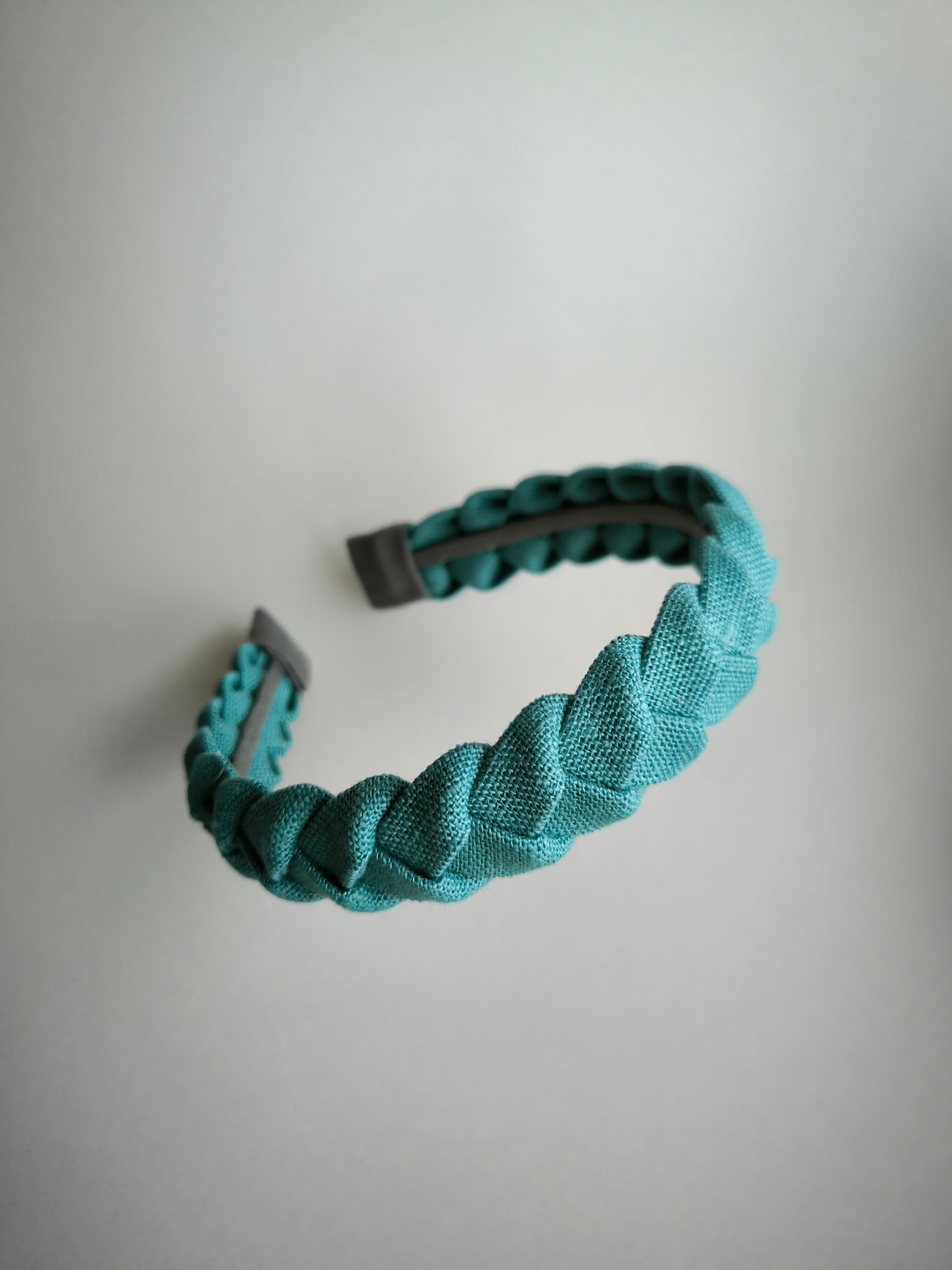 Aqua Green Linen Hairband: Soft, Breathable Hair Accessory