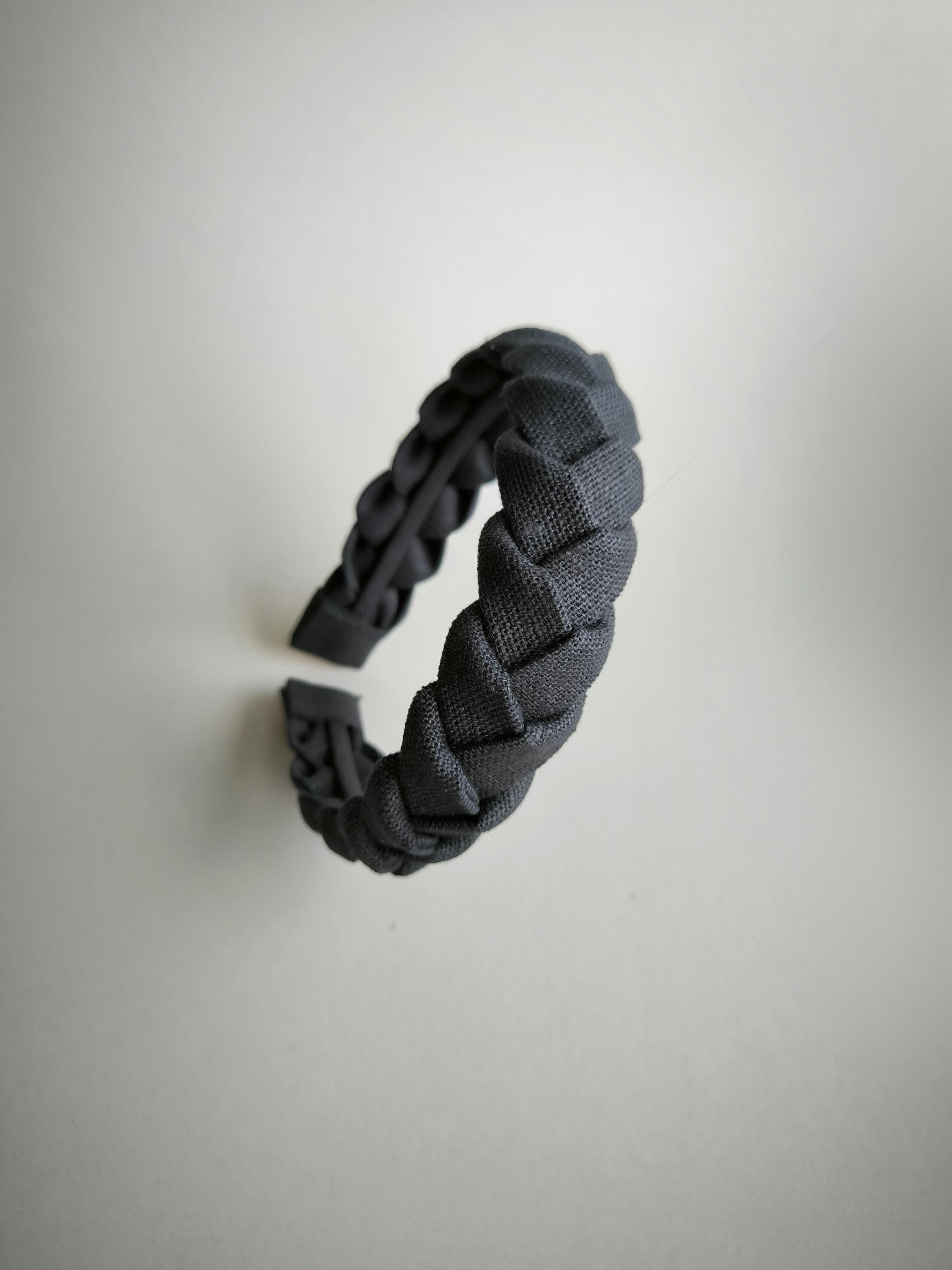 Braided Graphite Linen Hairband: Handmade Women's Headband