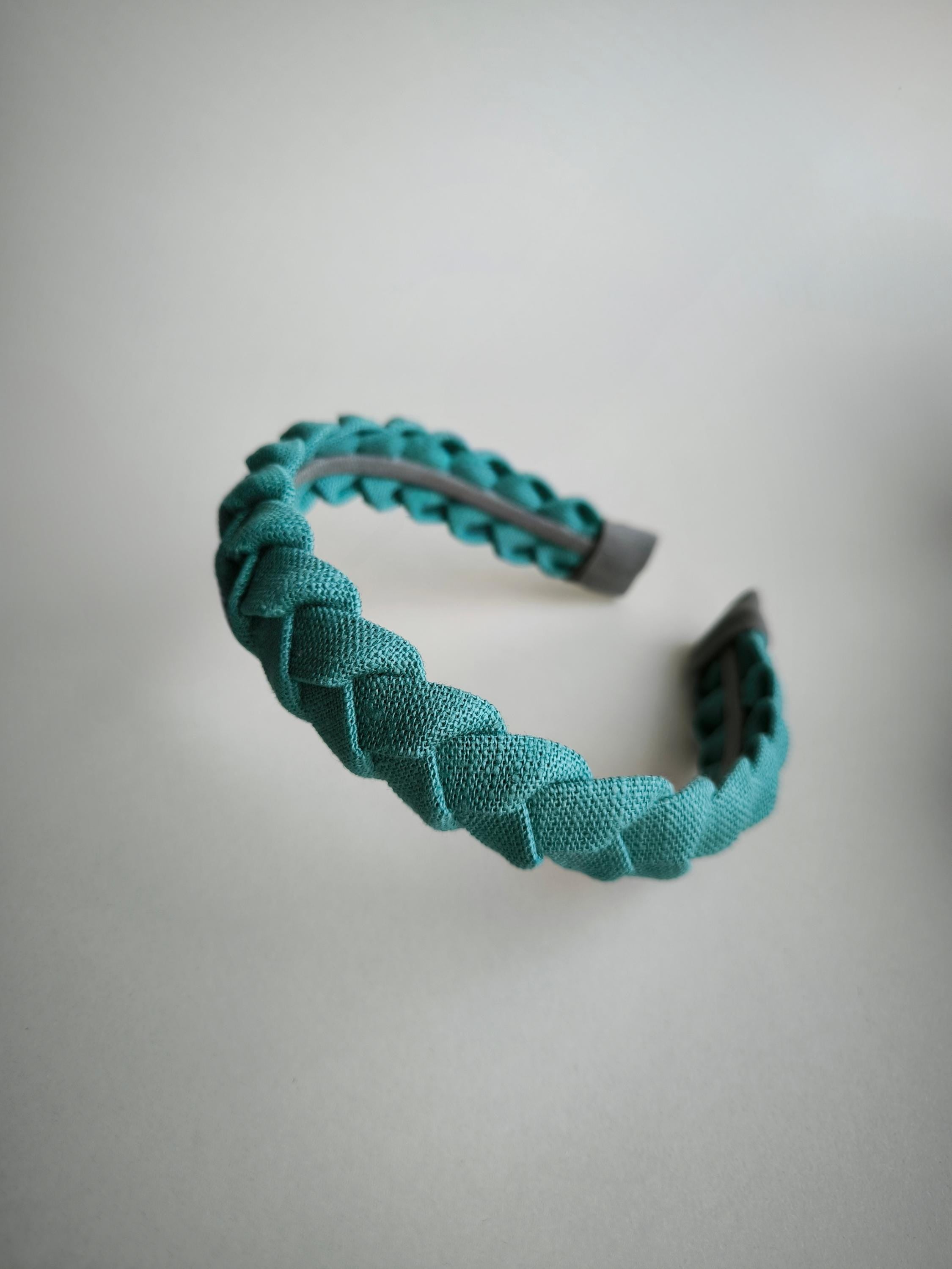 Aqua Green Linen Hairband: Soft, Breathable Hair Accessory